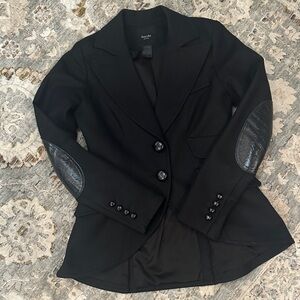 Smythe Equestrian Black Women's Blazer with leather detail